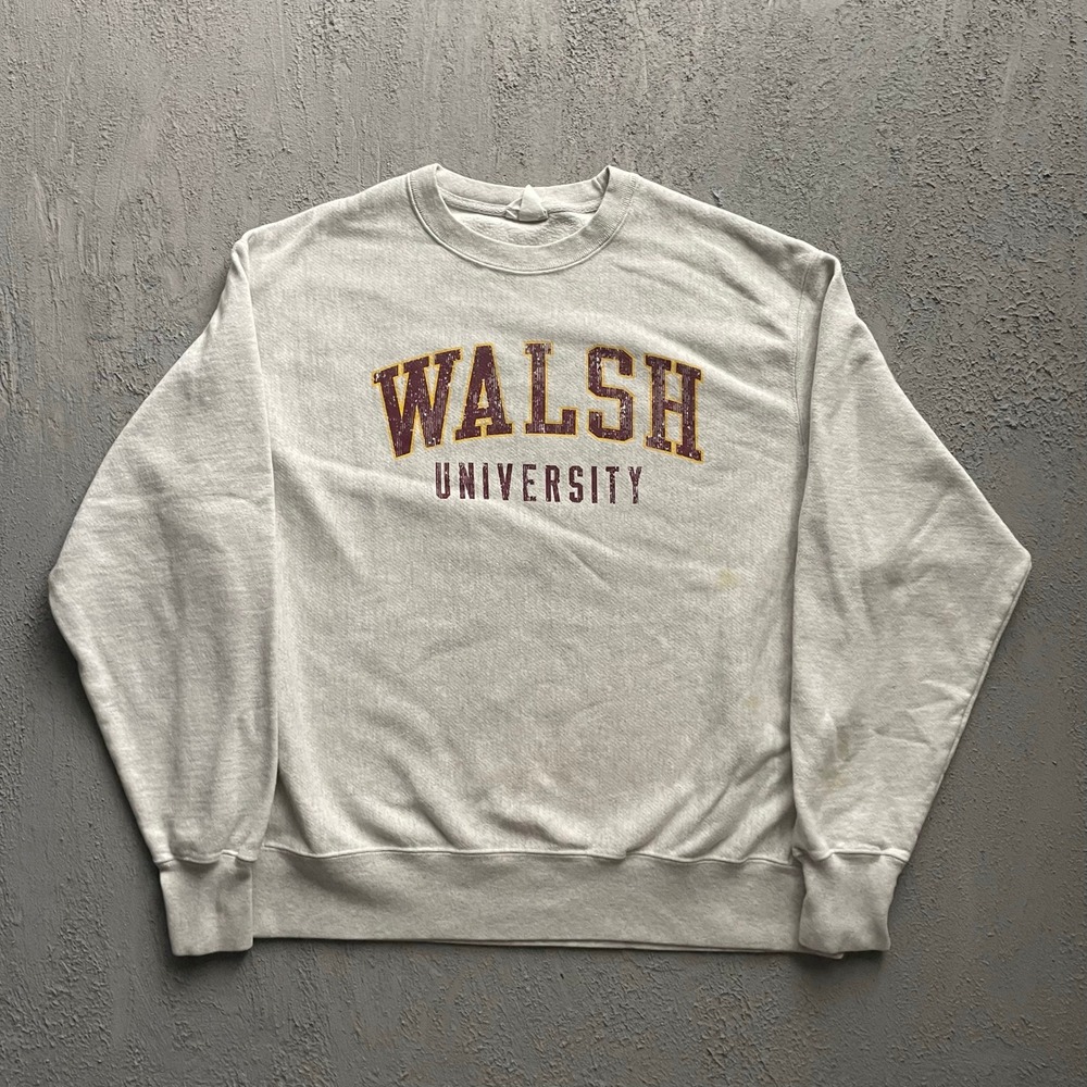 Walsh University Reverse Weave Sweatshirt Mens XL Grey 2000s Champion